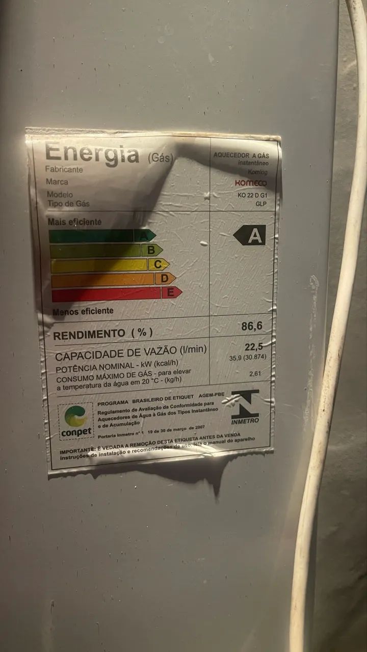 Aquecedor a gas Komeco 22 litros