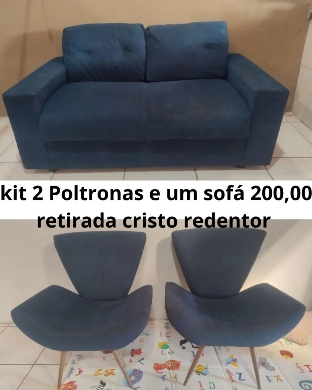 KIT 1 SOFÁ E 2 POLTRONAS OS 3 POR 200,00