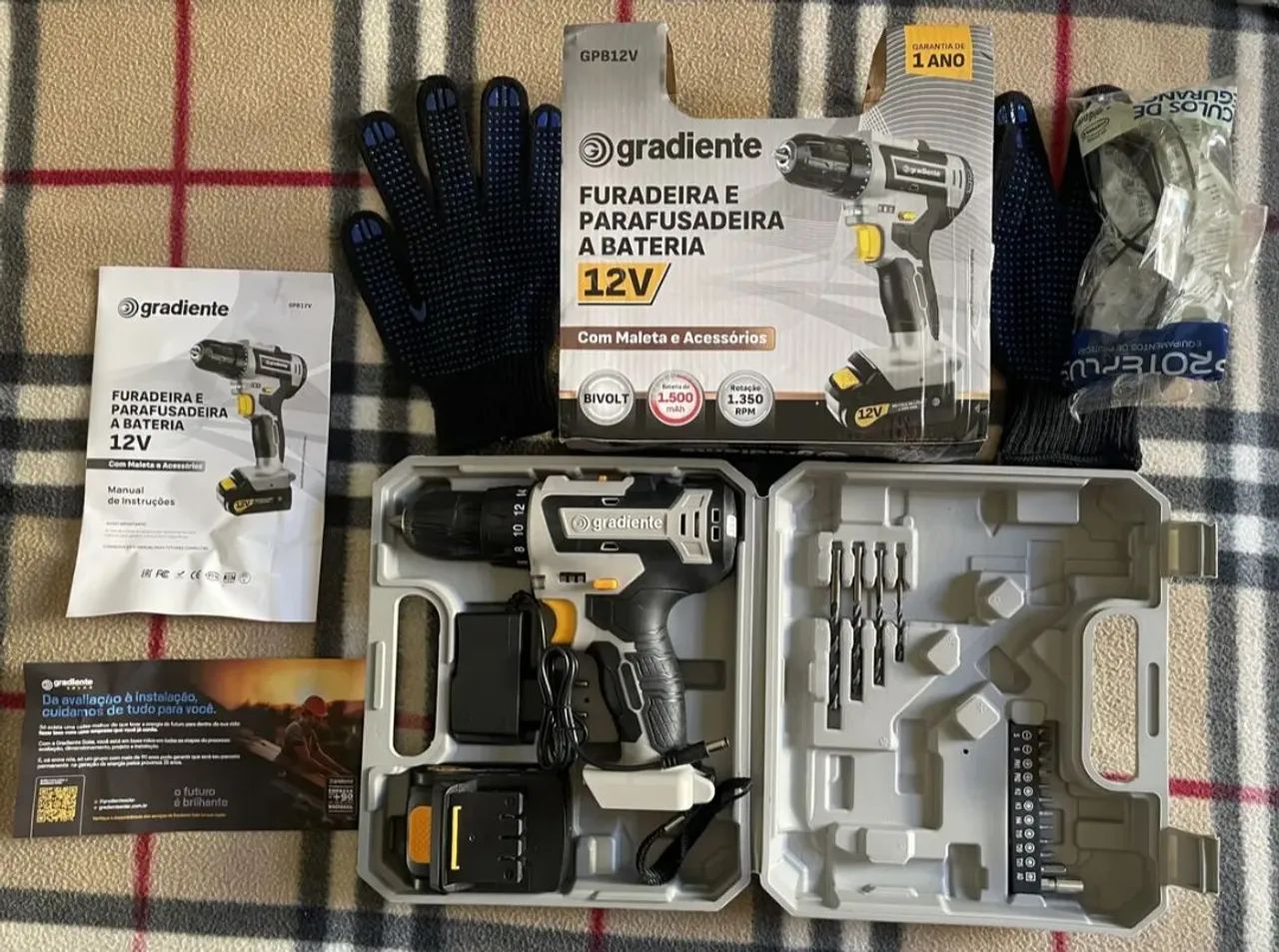  Parafusadeira Furadeira Gradiente Com Maleta E Acessórios - Foto 3