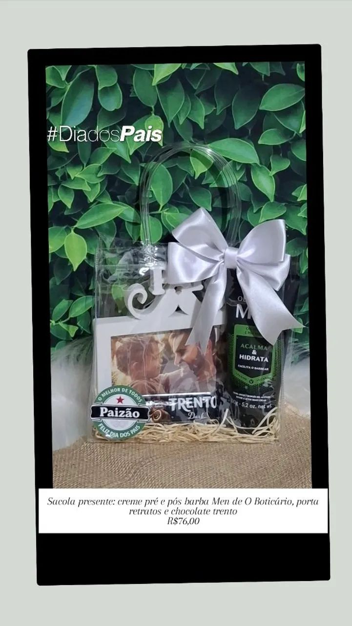 Sacola presente com creme pré e pós barba Men de O Boticário