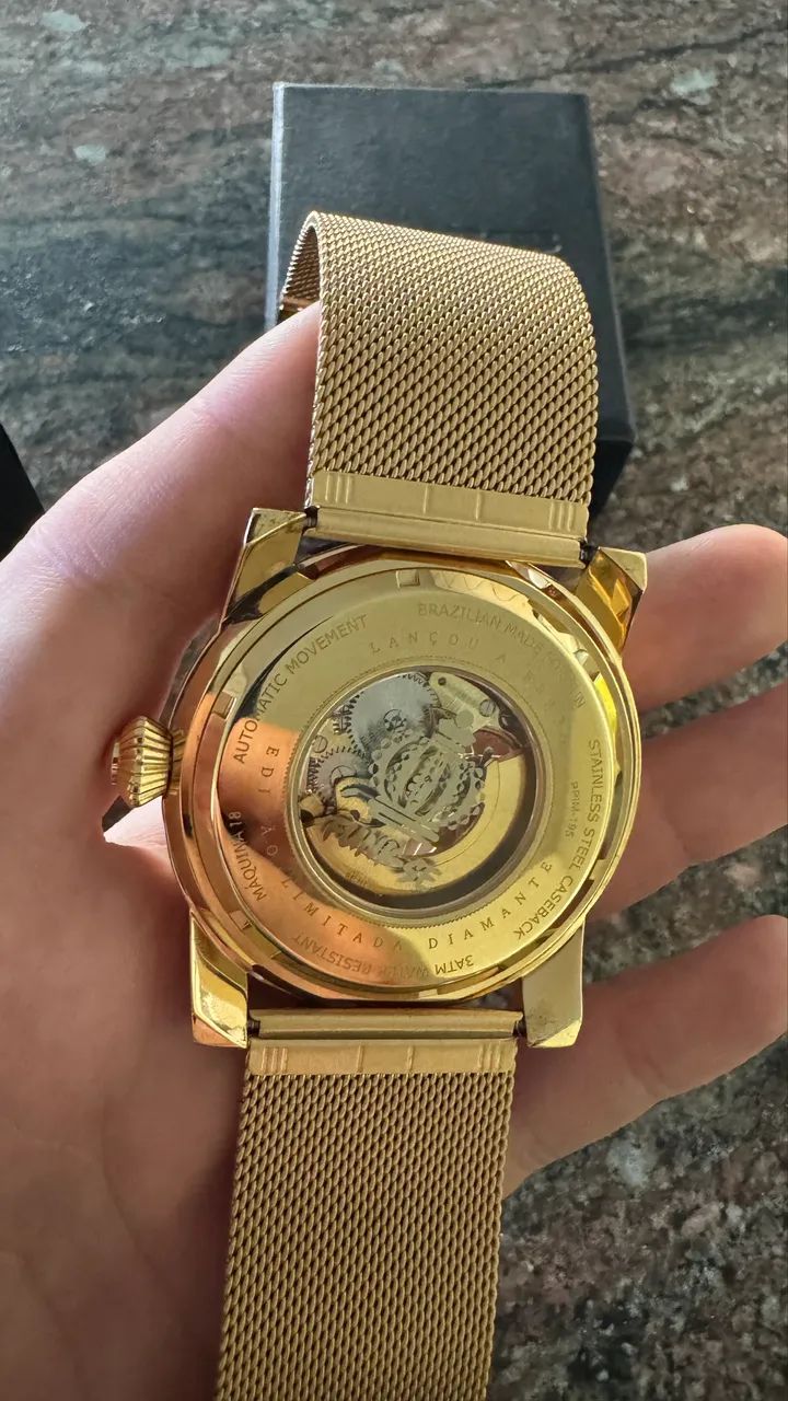 Rel ógio automático Dourado  - Foto 2