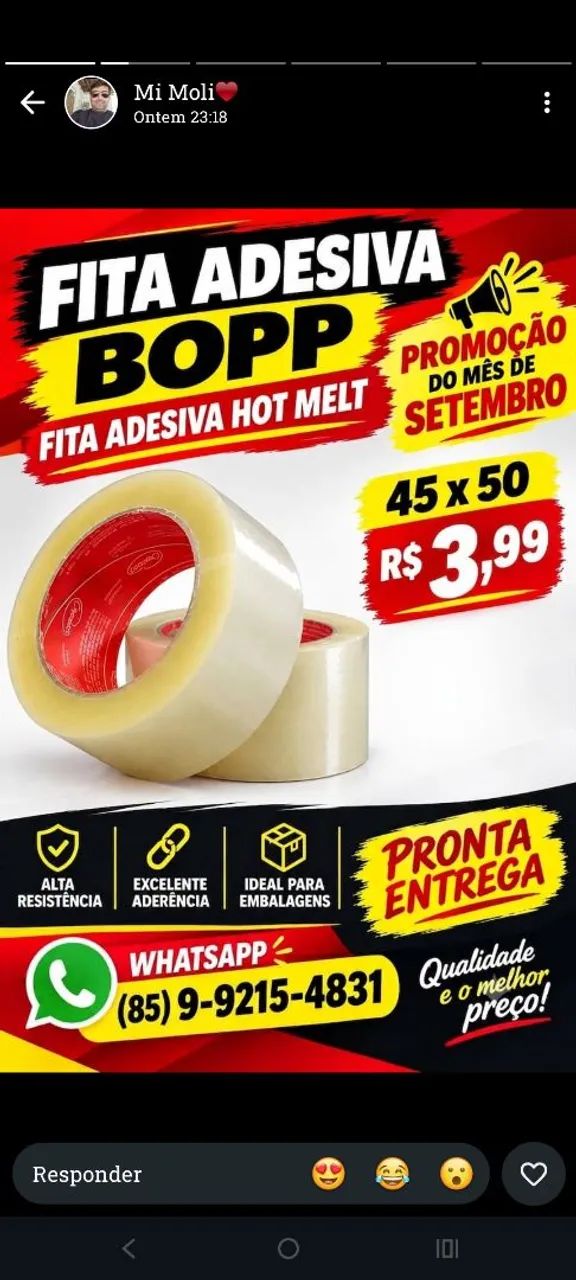 Fita de empacotamento Hotmelt 