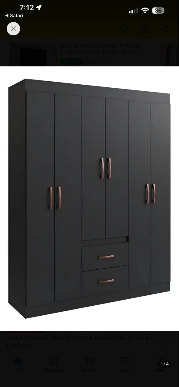 Guarda roupas solteiro preto 