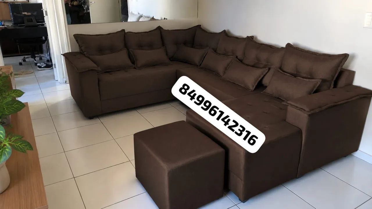 Sofá canto com chaise 