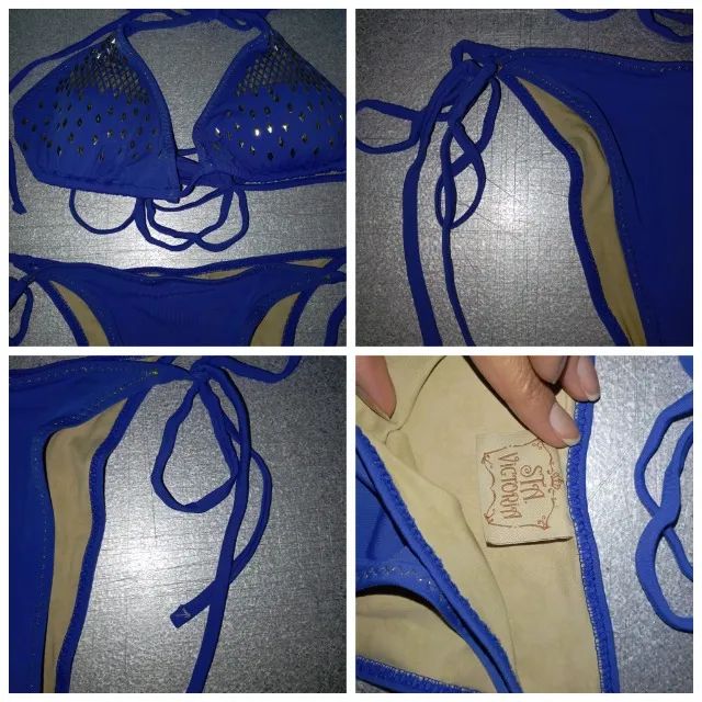 Biquíni Azul com Detalhes Tam. P - Foto 2