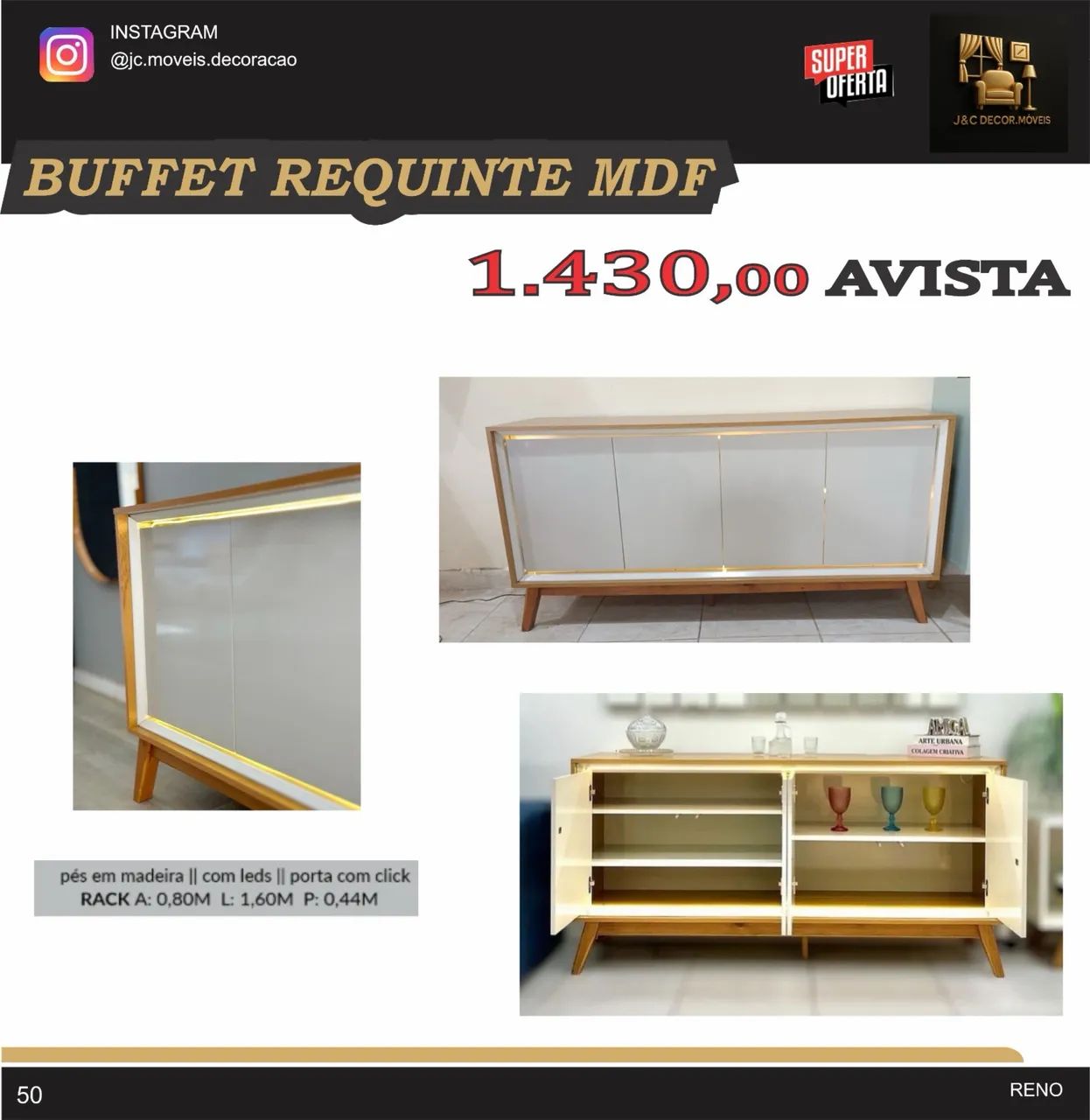 BUFFET REQUINTE MDF COM LED - Foto 3