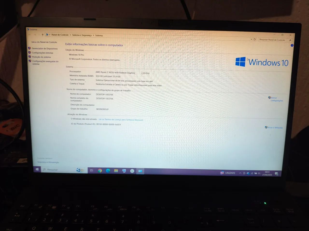 Precao Notebook VAIO Ryzen5 32gbRAM win10Pro 500gb - Foto 3