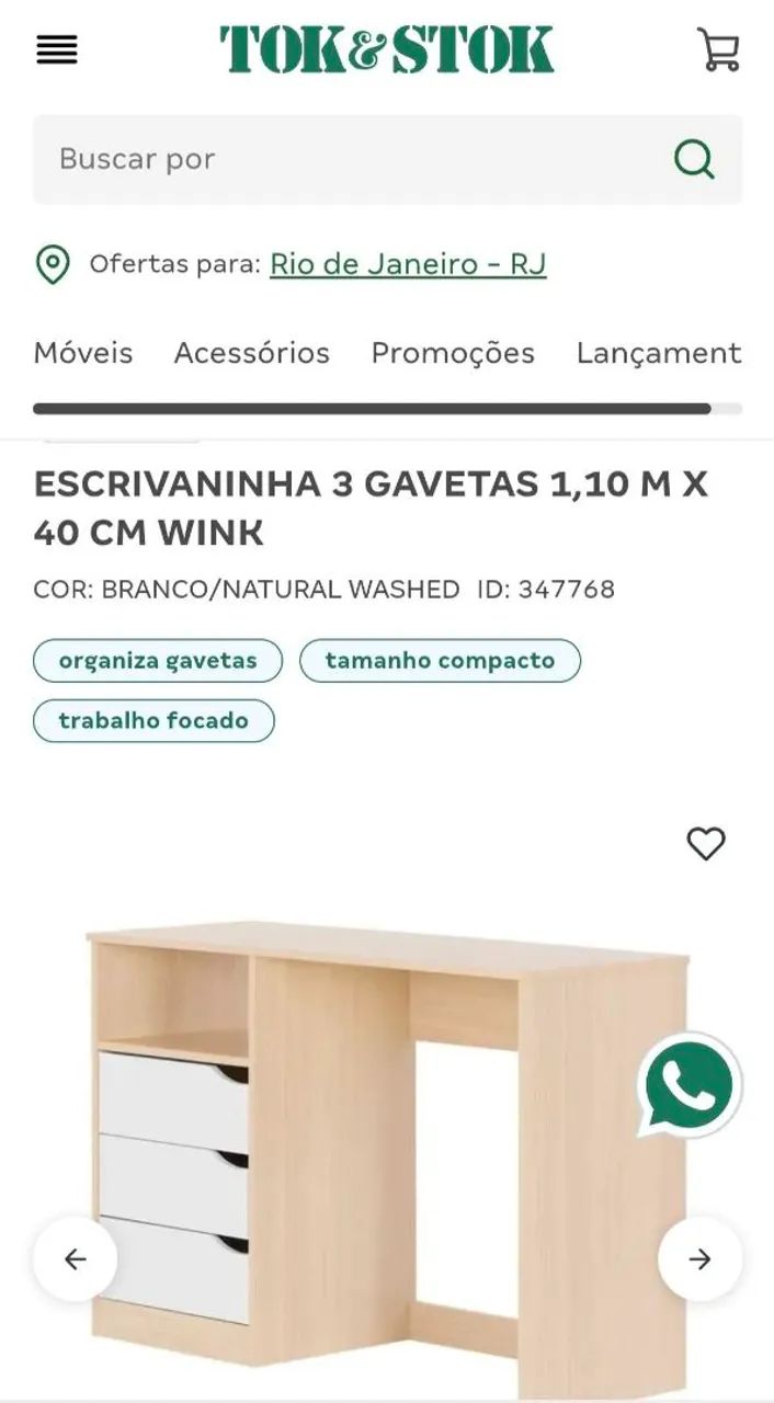 Escrivaninha Nova TOK&STOK - Foto 2