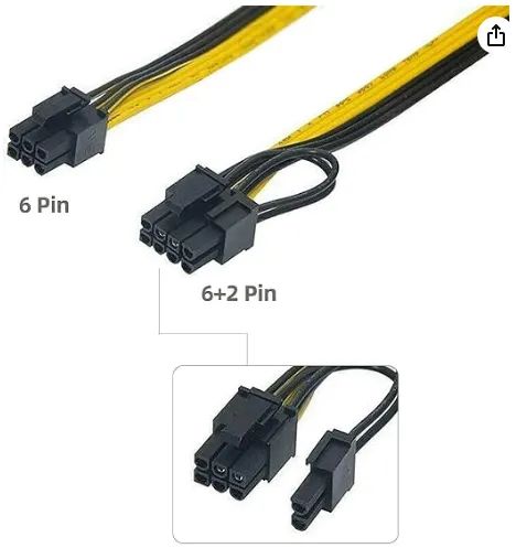 Mustpoint Cabo de alimentação GPU PCI-E de 6 pinos para 8 pinos (6+2) PCI-E  - Foto 4