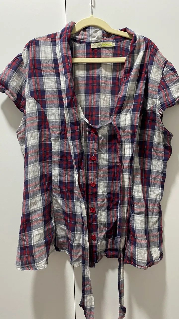 Blusa xadrez vermelha e preto | São João 