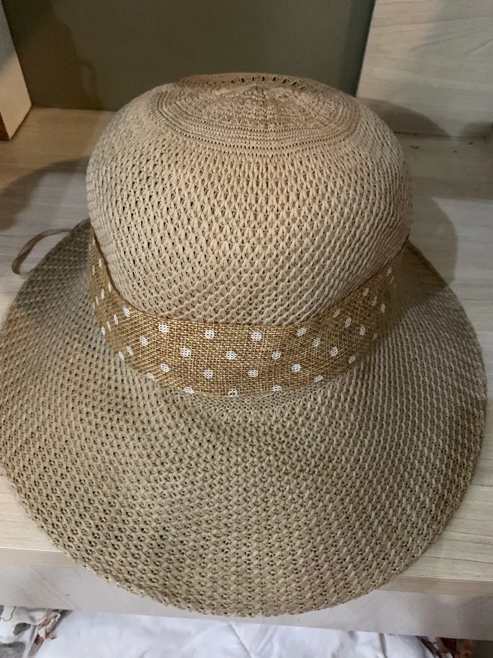 Chapéu de Palha Feminino com Faixa Poá e Laço - Foto 3