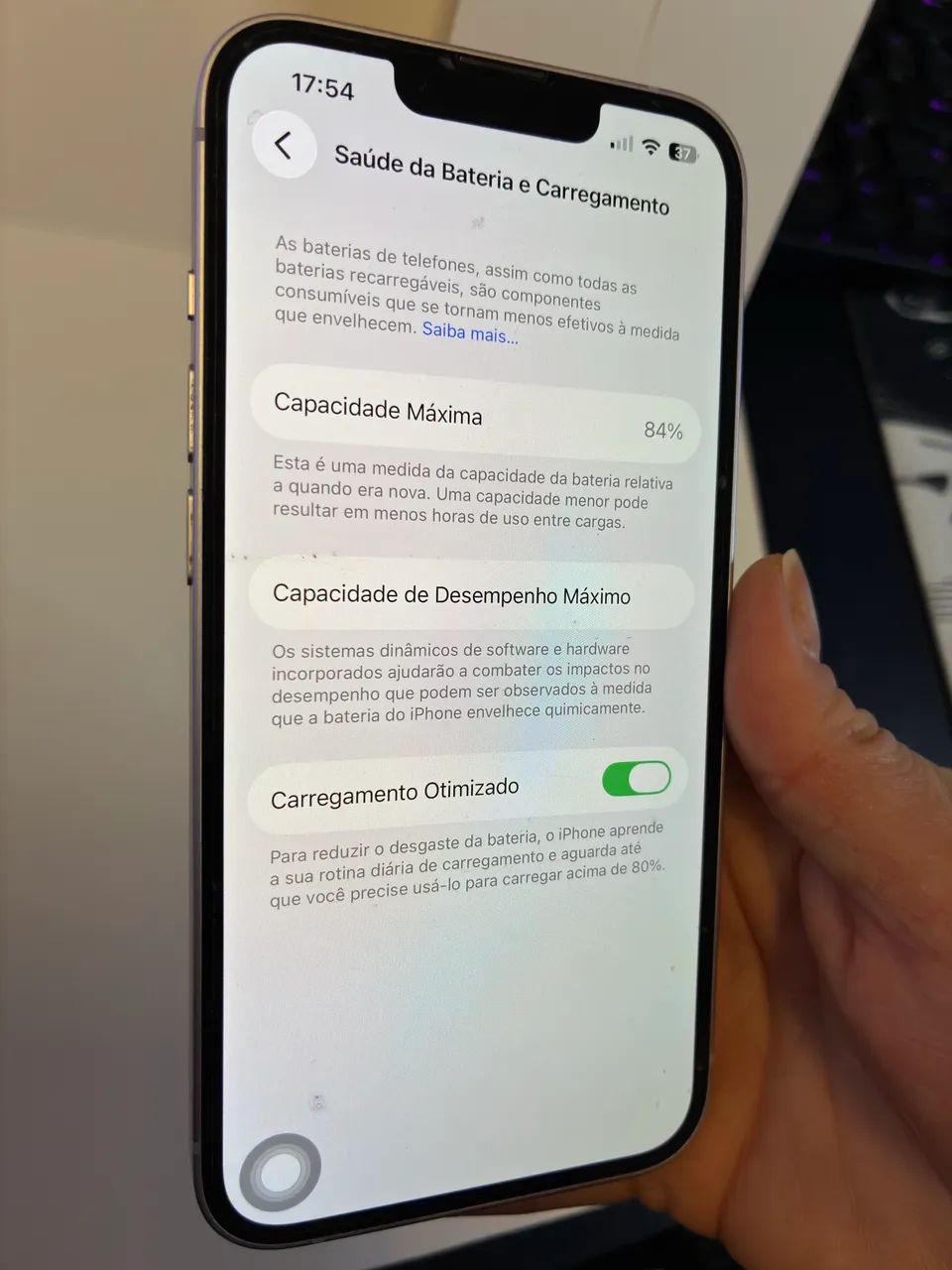 iPhone 14 256 bateria 84%