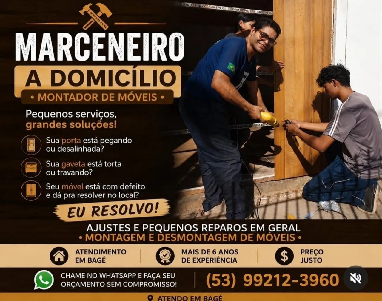 Marceneiro, e montador de móveis em geral 