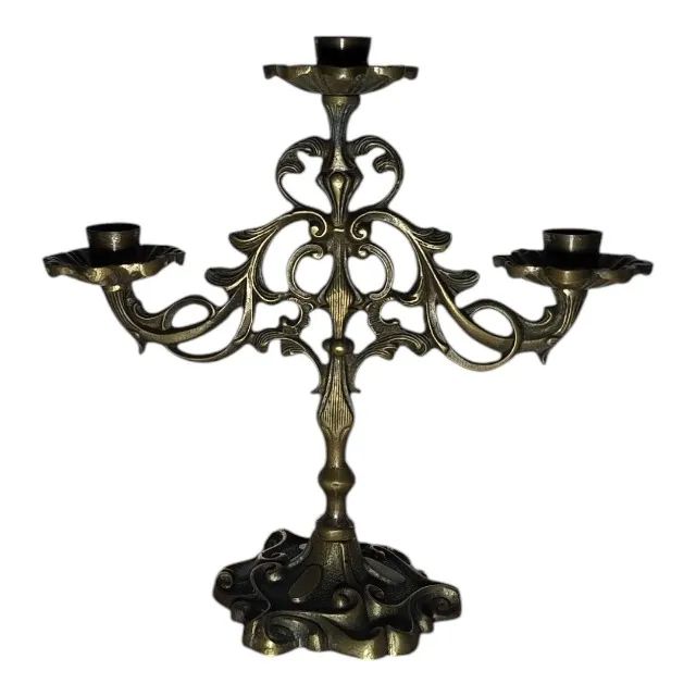 Antigo Par Candelabro Bronze 3 Velas - Belíssimo - Foto 4