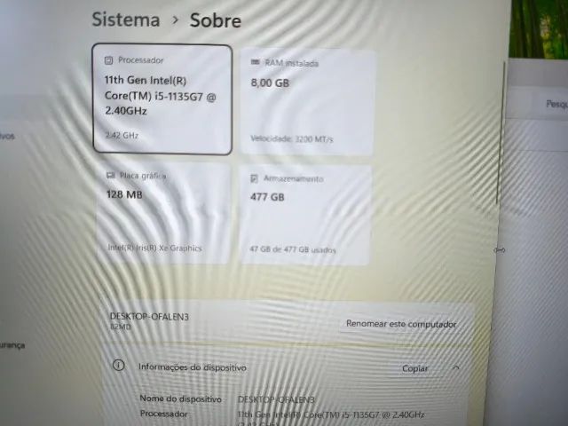 Notebook Lenovo i5 11° Geração + 8 GB  de RAM + SSD 512 GB - Foto 5