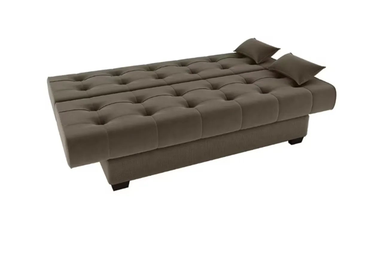 Sofá-cama Veludo 3 lugares cinza - Foto 4