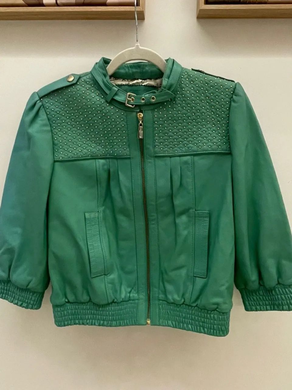 Jaqueta de Couro Verde