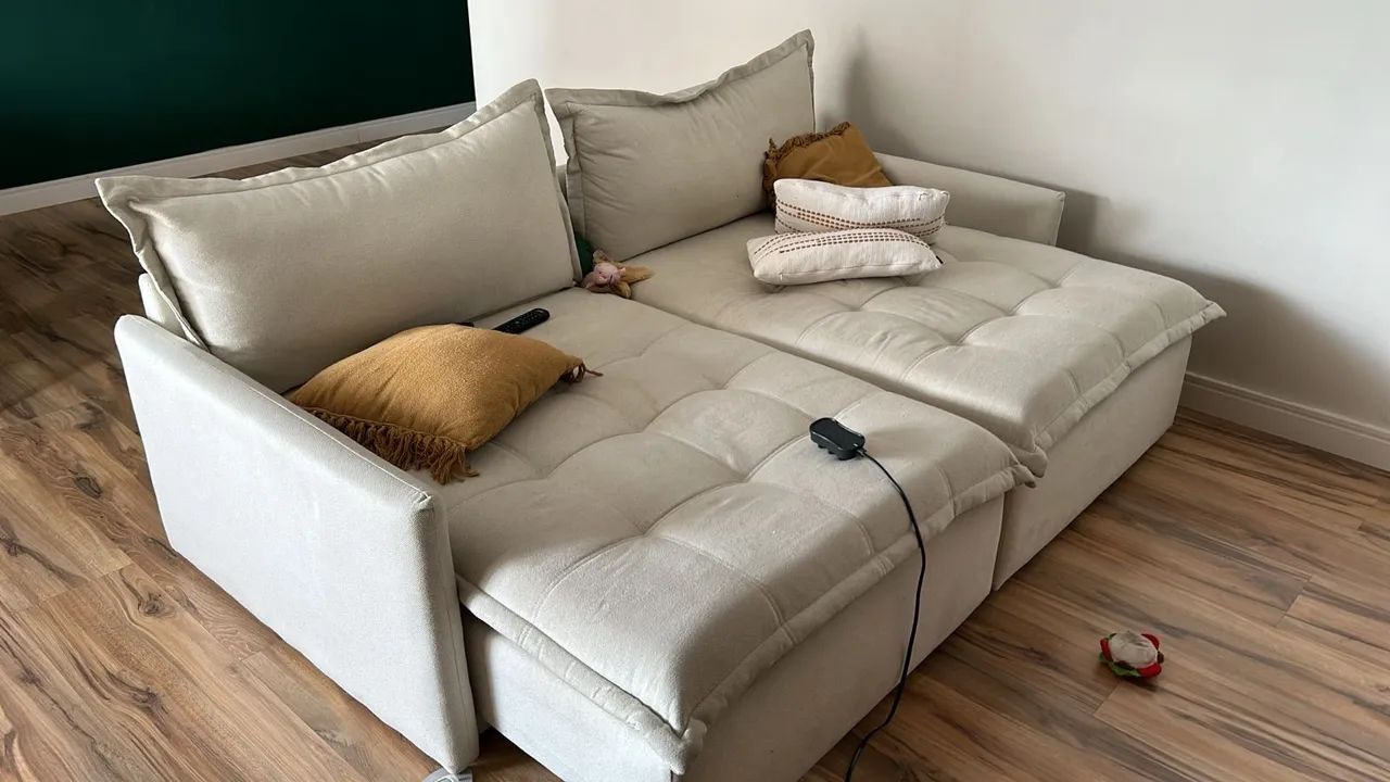 Sofá Arqué Linho 220 cm - Retrátil 