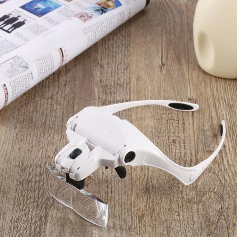 Lupa Cabeça Oculos Profissional Aumento Estetica Leitura Luz - Foto 4