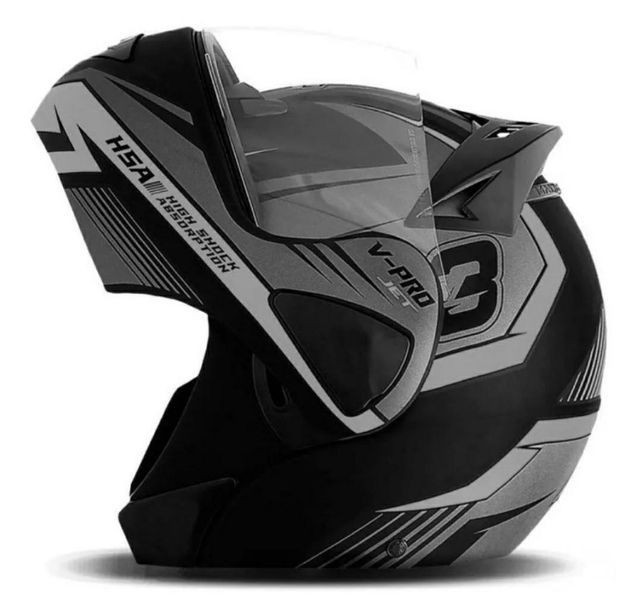 Capacete Moto Articulado com Naringueira Escamoteável Robocop Protork Jogos
