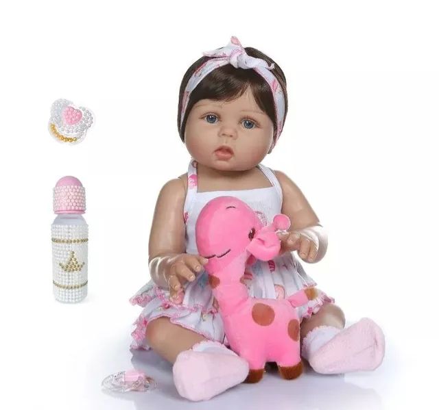 Boneca Bebê Reborn Girafinha Realista Brastoy Silicone Conjunto de