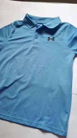 Camisa Polo Infantil Meninos - Azul Claro -Tam G (7/8) Marca Under Armour - Seminova - Foto 2