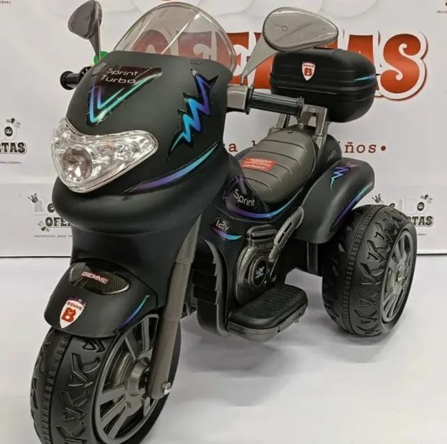 Moto Eletrica Infantil Grande 12v Sprint Turbo Com Capacete