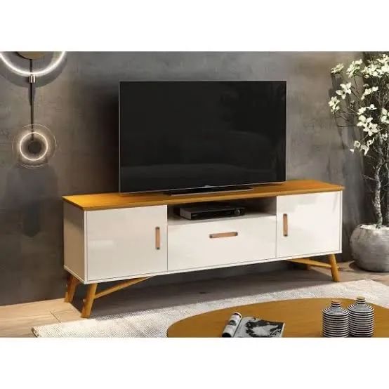 Rack 3 portas Félix off white / cedro- FRETE GRÁTIS