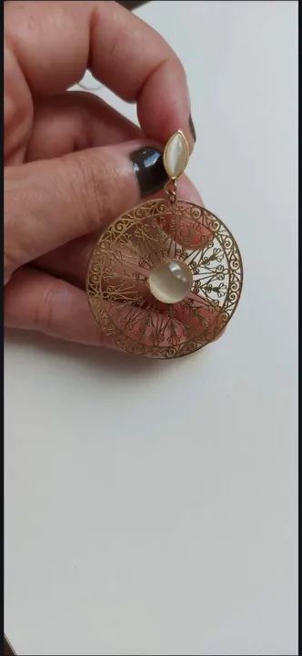 Brinco Redondo Dourado Grande - Foto 5