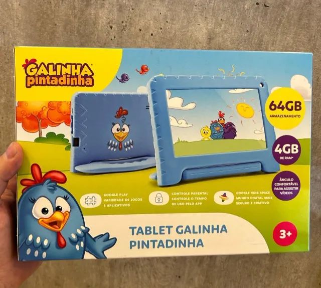 Lacrado Tablet Infantil Galinha Pintadinha 64Gb+4Gb Tela 7', Wi-Fi, Bluetooth, Câmera