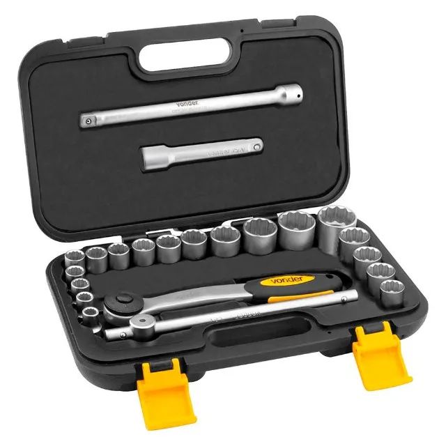 Jogo Com 22 Peças Soquetes Estriador 1/2 Pol 12,7mm Aço Cromo Vanádio  - Foto 4