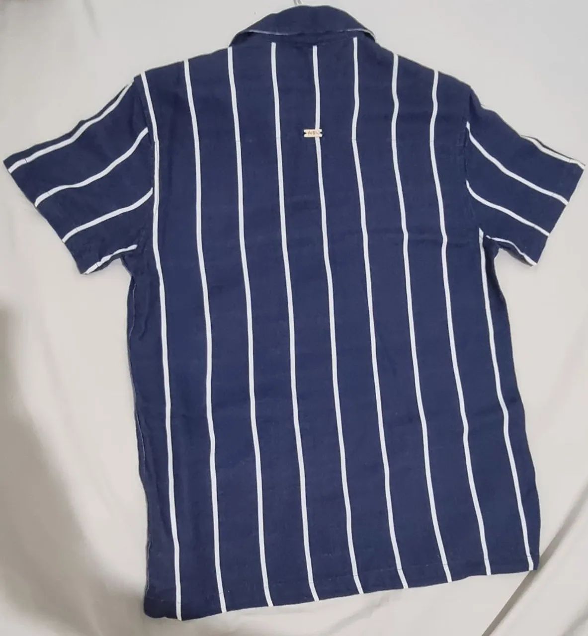 Camisa Foxton azul com listras brancas P - Foto 2