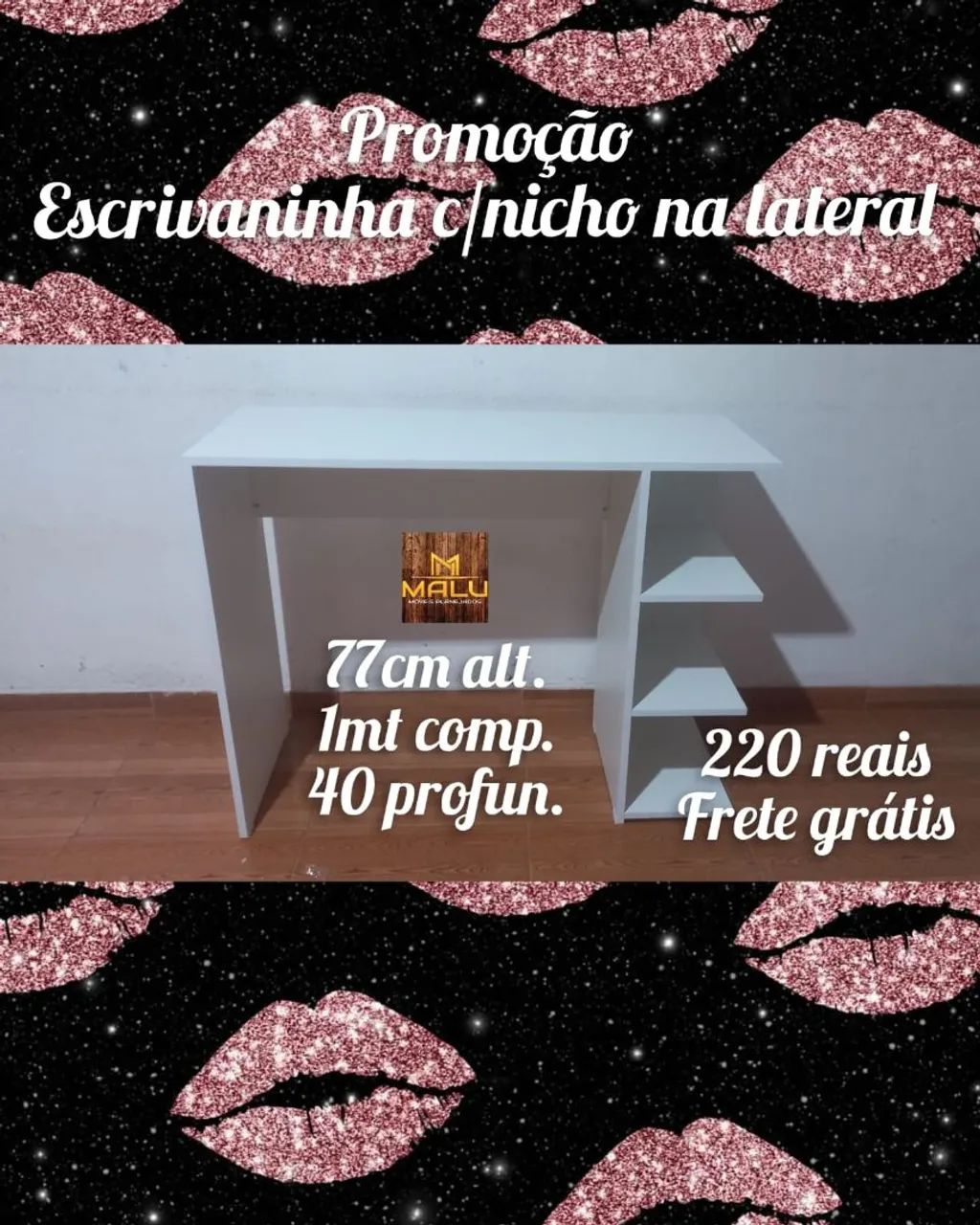 Escrivaninha com nicho na lateral 