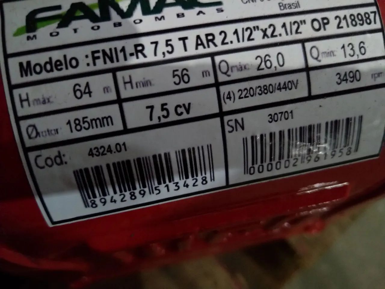 Bomba de incêndio 7,5cv 64629338049153122