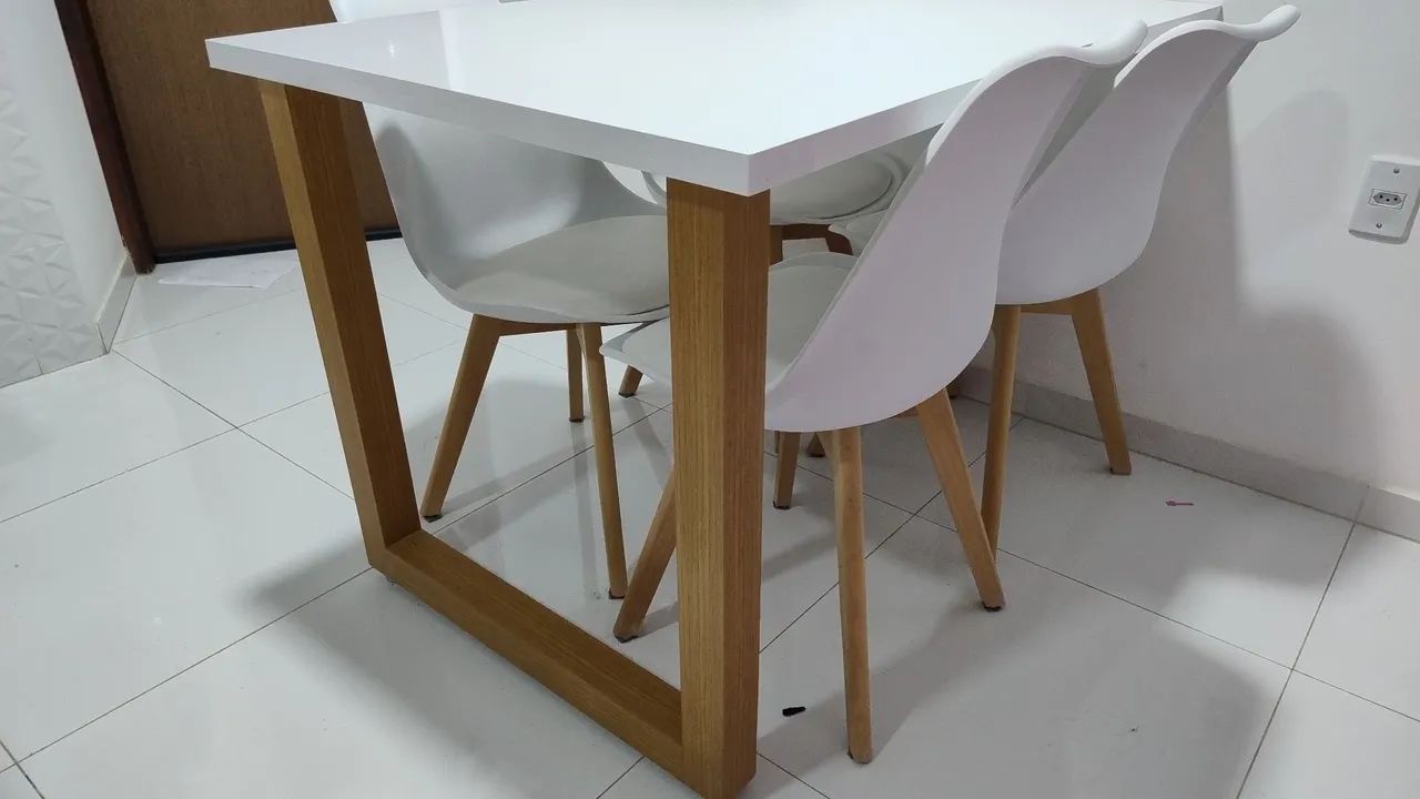 Mesa de Jantar Branca 4 Cadeiras - Foto 5