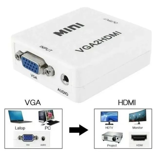 Adaptador mini conversor VGA para HDMI 720p - Foto 3