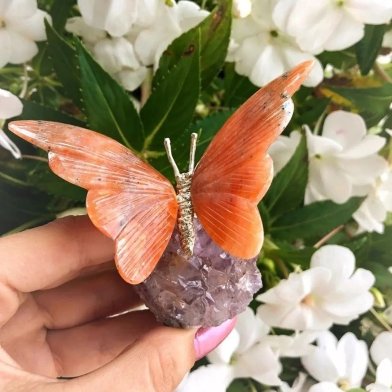Escultura de Borboleta em Cristal - Decoração de Jardim