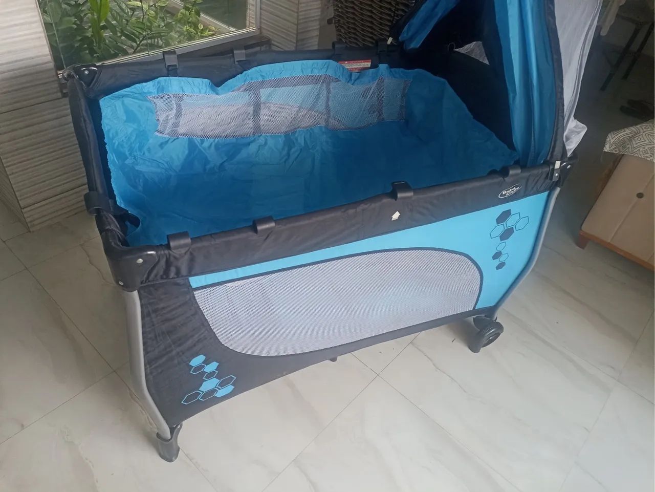 Berço Portátil Bebê- Azul - Foto 4