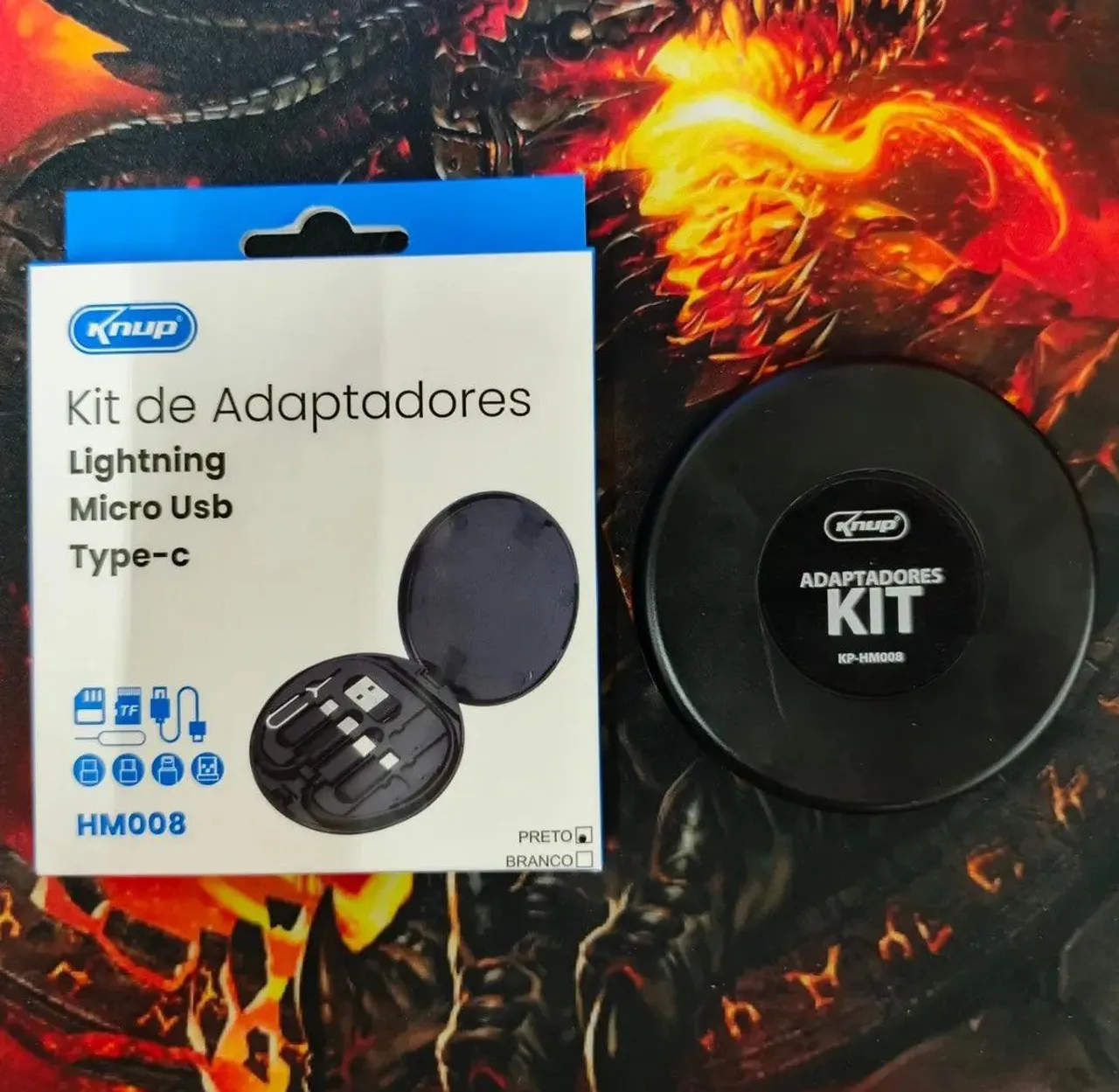 Kit de Adaptadores Knup HM008 Lightning, Micro USB e Type-C