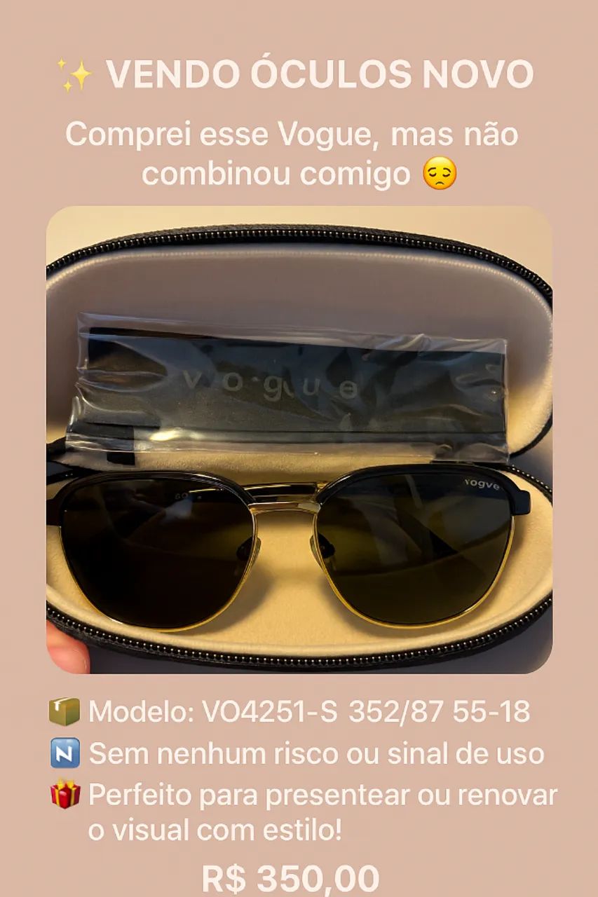 Vendo Óculos de Sol Vogue - Novo - Foto 3