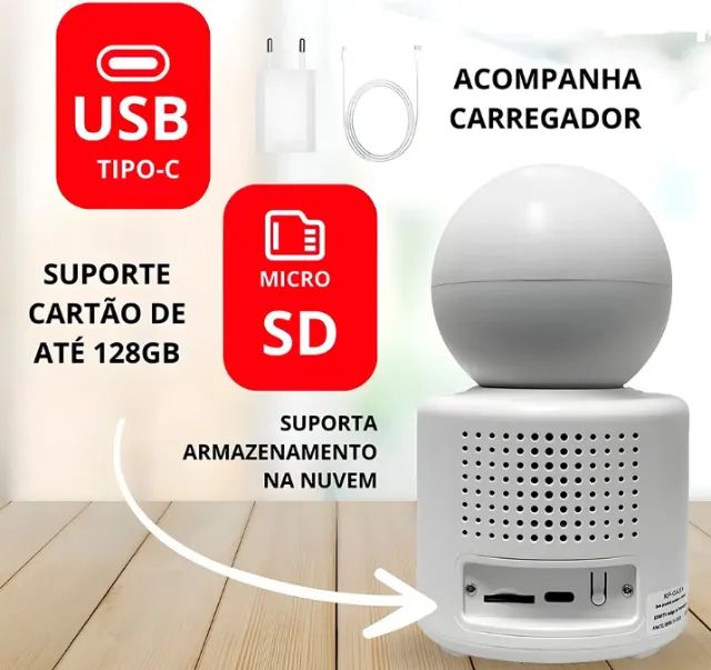 Camera IP Bidirecional de Video Conferencia e Baba Eletrônica Com Microfone e Detecção Ati - Foto 3