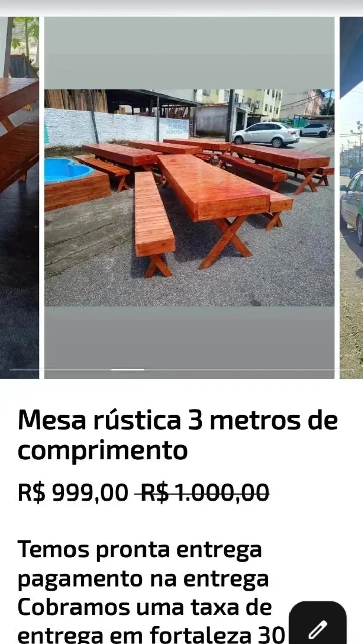 Mesa rústica 3 metros de comprimento