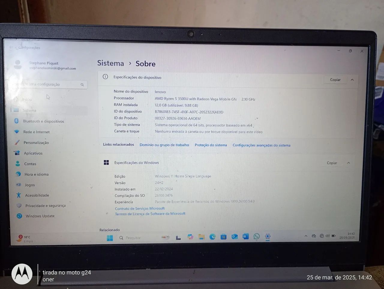 Notebook lenovo- 237 GB - 48,9 GB usado - Foto 3