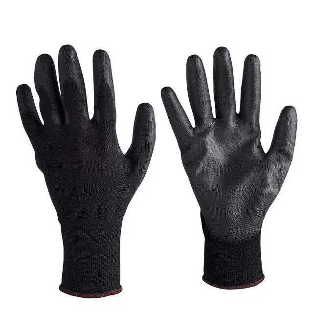 LUVA DE SEGURANÇA PU PRETA POLIESTER TAM 9" G - WORKER - Foto 4
