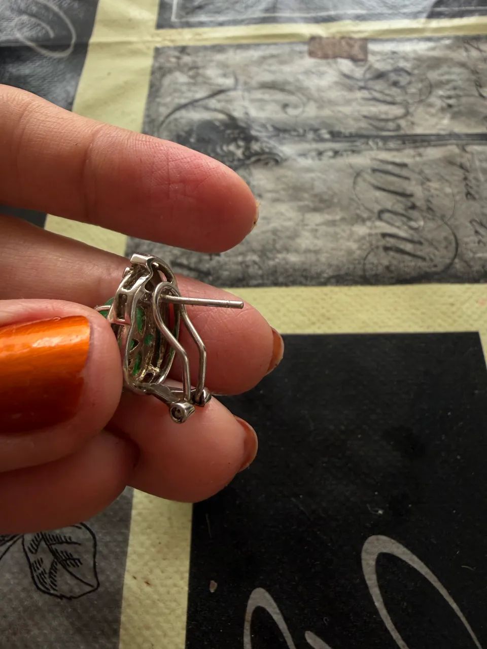 Conjunto brincos e anel com pedra jade em prata 925 - Foto 4