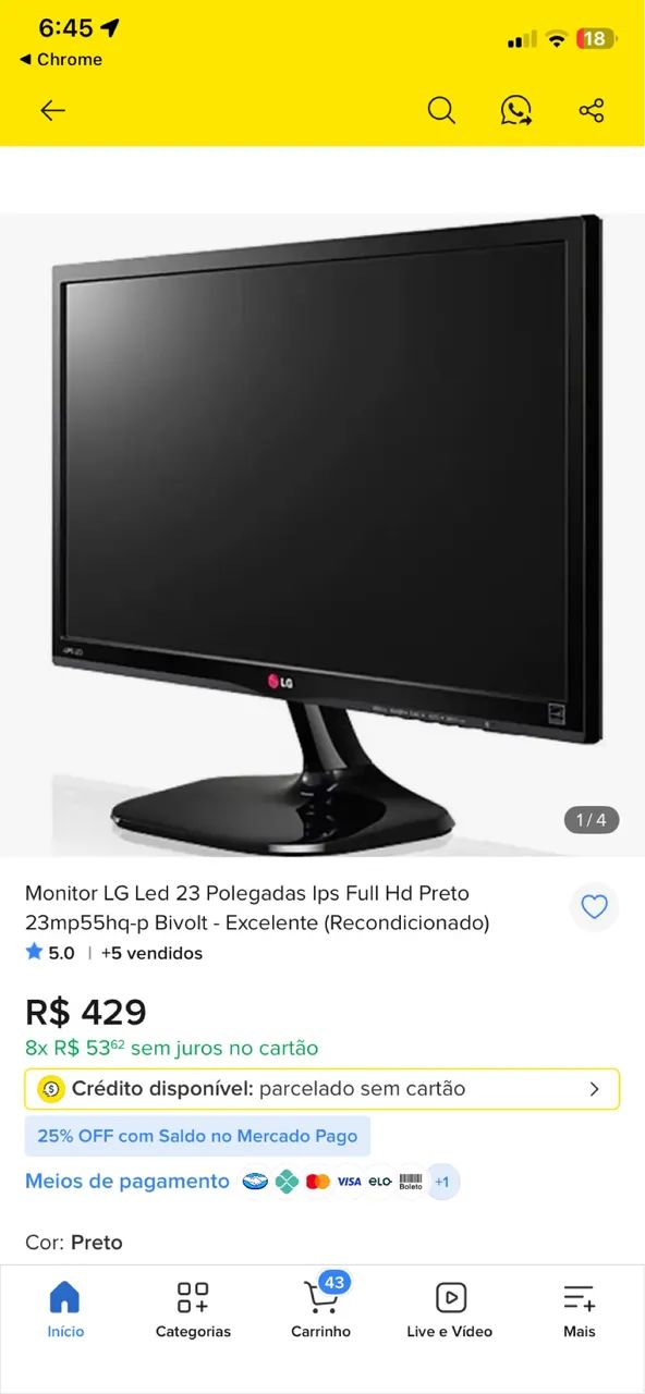 Monitor LG FLATRON IPS 23 polegadas - Bivolt - Foto 2