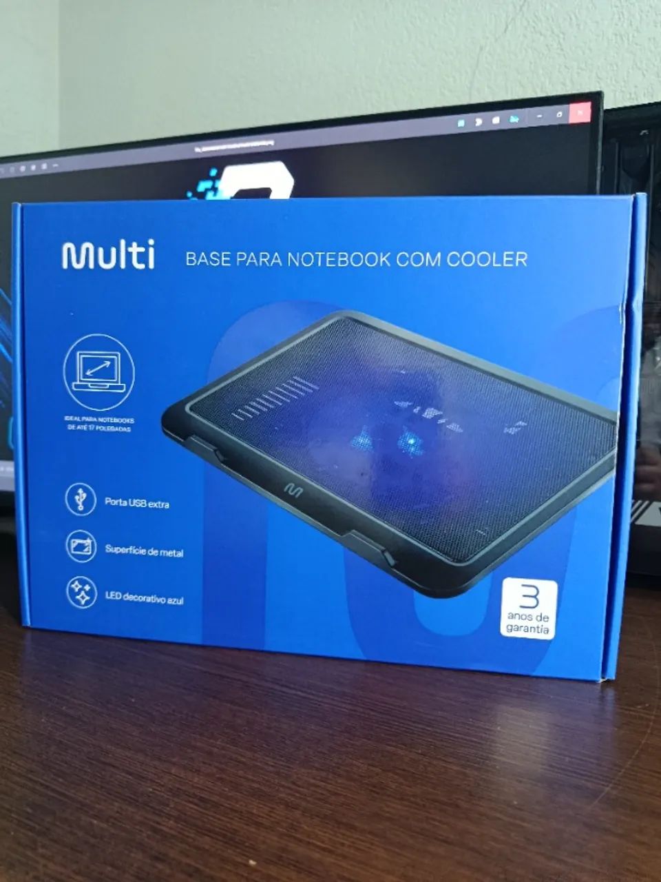 COOLER PARA NOTEBOOK AC263 COM LED NOVO