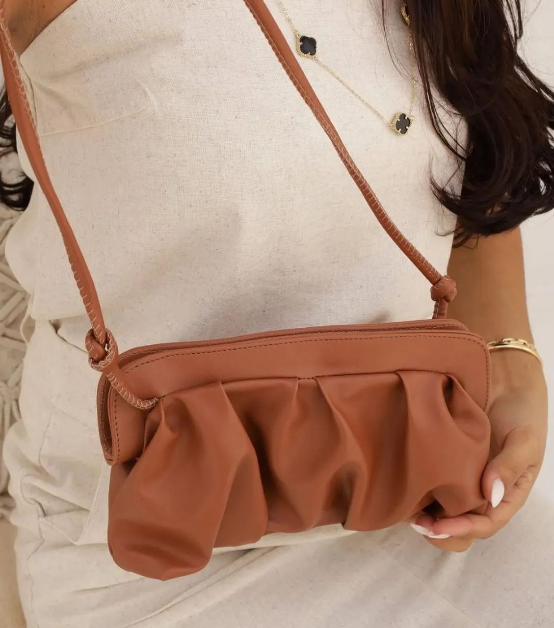 Bolsa feminina drapeada presente feminino bolsa de ombro e mão  - Foto 2