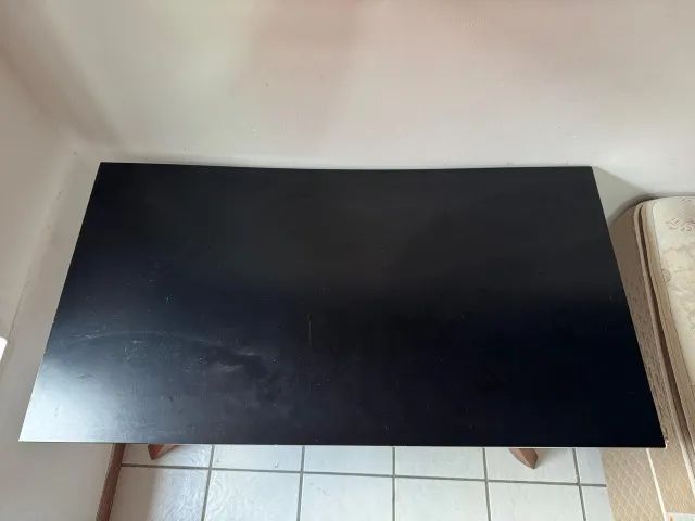 Mesa de Escritório Ipiranga Madeira Maciça Mel e Preta - Foto 2