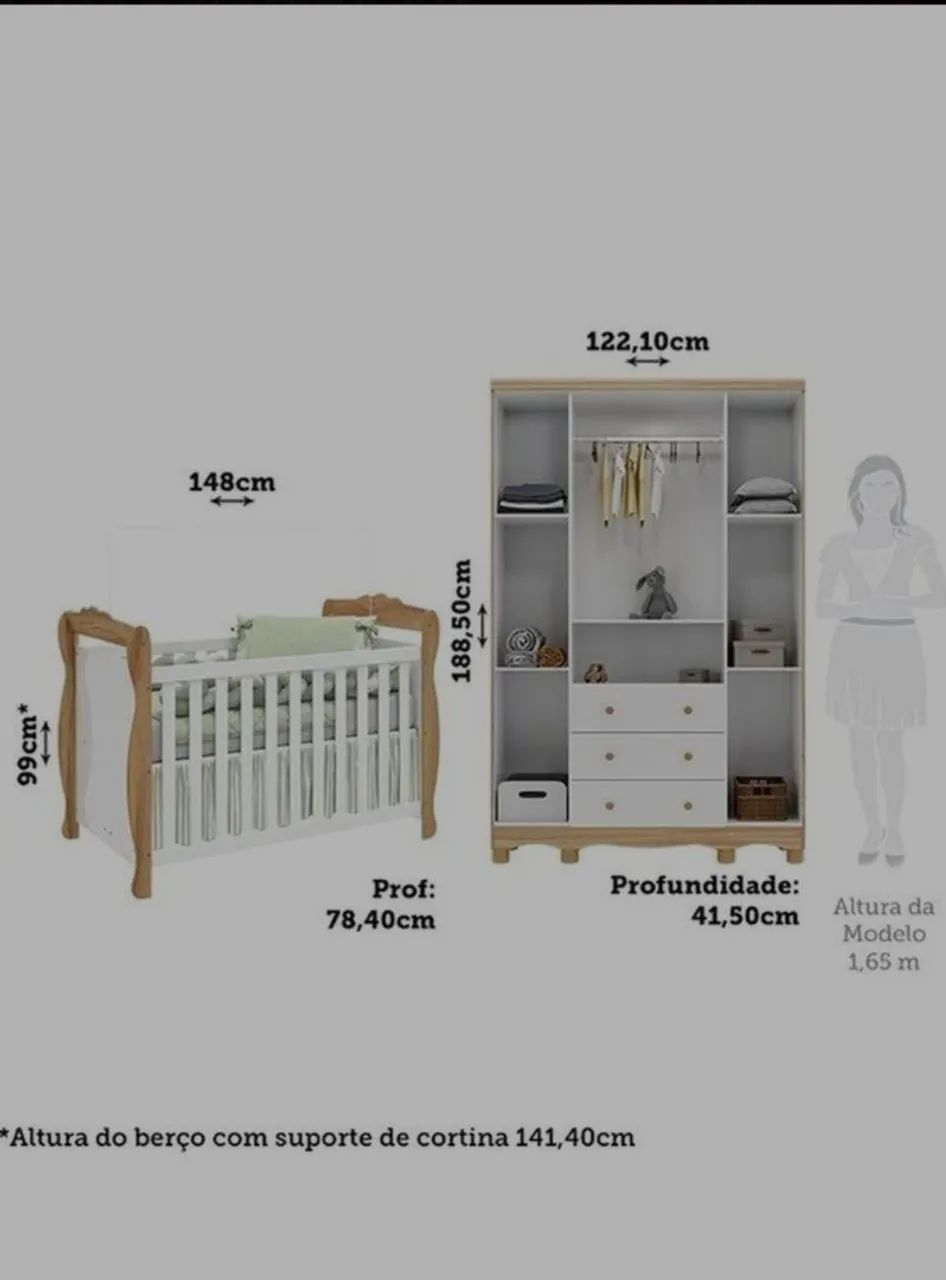 Guarda roupa e cama e colchão infantil  - Foto 3